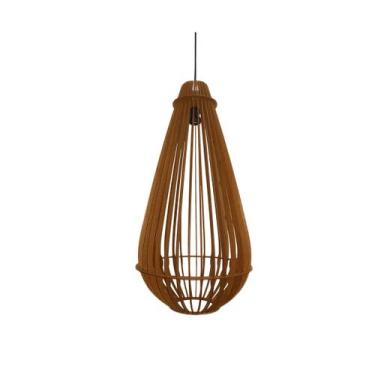 Imagem de Lustre Pendente Gota Esticada Bivolt Design Moderno Mdf Madeira - ATAC