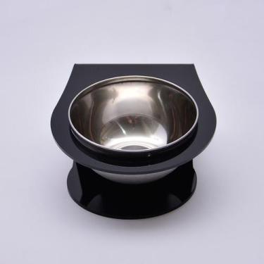 Imagem de Comedouro Individual para Pets em Acrílico Preto Com Tigela em Inox- I