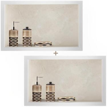 Imagem de Kit 02 Nicho de Porcelanato Bege Barcel Polido 60x32cm - LOMINA Smart 