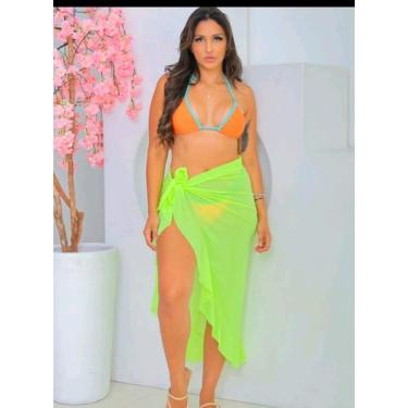 Imagem de Saída De Praia Canga Com Babado Longa Amarração Pareô Verão - estacaom