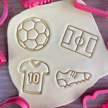 Imagem de Kit 4 Cortadores Futebol Bola Campo Chuteira Brasil - DOCE IMPRESSO,  