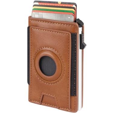 Imagem de VIIVY VIYIV Carteira masculina AirTag, minimalista, fina, Air Tag, com bloqueio de RFID, clipe para dinheiro, Marrom, small, Minimalista