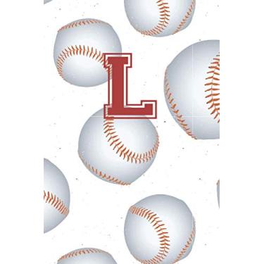Imagem de L: Monogram Initial Letter L Name Baseball Journal/Notebook Pattern, Personalized Baseball Gift, Baseball Player Notebook, Baseball Boy Birthday ... team gift, 120 Pages of 6 x 9 Lined Notebook