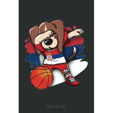 Imagem de Dabbing Beagle Dog Serbia Serbian Basketball Fans Art Notebook: A blank lined basketball notebook 6x9 in 110 Pages that makes a fun basketball gift ... women's basketball, team basketball gifts