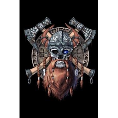 Imagem de Norse Mythology Notebook: Norse Viking Warrior Skull Scandinavian Nordic Black Lined Notebook