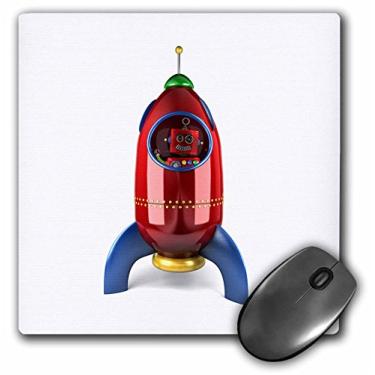 Imagem de 3dRose Mouse pad LLC 20 x 20 x 0,65 cm, robô de brinquedo vintage animado acenando de dentro de uma nave espacial foguete fofo engraçado (mp_158024_1)