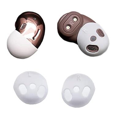 Imagem de Luckvan Capa de fone de ouvido de silicone macio para Galaxy Buds Live, pontas de substituição para Samsung Galaxy Buds Live, capa antiderrapante com encaixe em capa de carregamento, 2 pares brancos