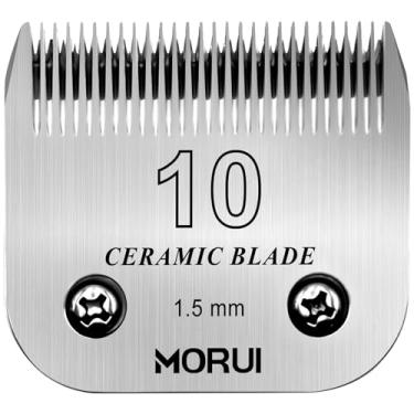 Imagem de morui Lâmina de substituição para tosador de cães de estimação, lâmina de cerâmica removível, compatível com a maioria dos Andis, Oster A5 Wahl série KM Clippers tamanho 10, comprimento de corte 1