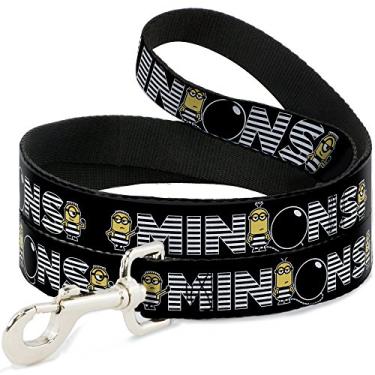 Imagem de Buckle-Down Coleira para animais de estimação – DM3 Jail Break MINIONS listras preto/branco/amarelo – 1,2 m de comprimento – 2,5 cm de largura