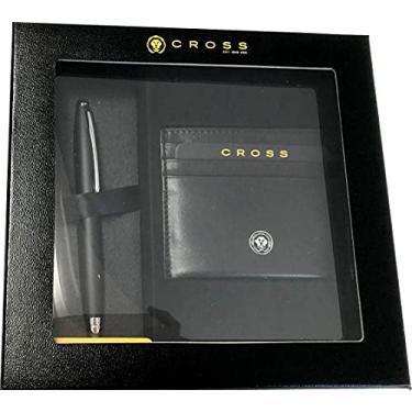 Imagem de Cross Conjunto de caneta e estojo de cartão de couro da Calais AT0112-14/2 - Conjunto de caneta Calais preta fosca e estojo de cartão de couro para presente