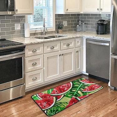 Imagem de Tapetes de cozinha de melancia, frutas, tapetes de cozinha, antifadiga, antiderrapante, lavável, tapete de banho, tapete de corredor, tapete de pia para decoração de casa 99 x 50 cm