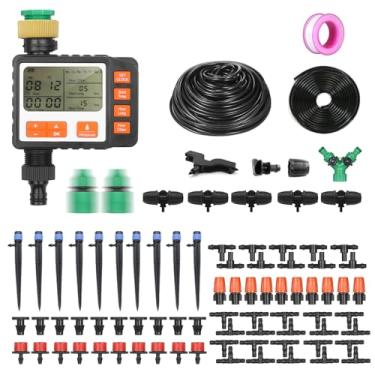 Imagem de Daconovo BXJ-009 Kits de irrigação por gotejamento, temporizador de água digital, torneira de água, controlador de sistema de irrigação com temporizador de mangueira de distribuição, bicos ajustáveis,