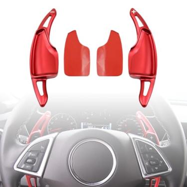 Imagem de Extensão de remo de mudança de volante de alumínio compatível com Chevrolet Camaro 2016-2023, Chevy C7 Corvette 2015-2019 Red Shifter Acabamento de capa estendida