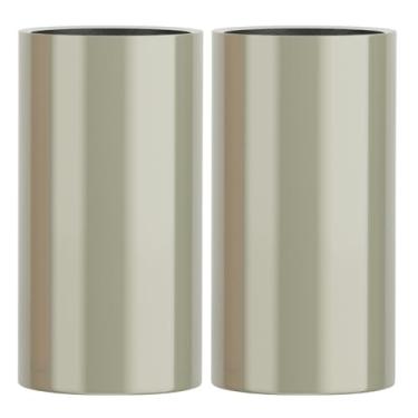 Imagem de 2 Vasos Fibra De Vidro Milão M Tipo Vietnamita Cilindro 70cm Cores (Champagne)