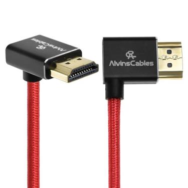 Imagem de Alvin's Cables Cabo HDMI 2.1 8K 48Gbps 8K @60Hz 4K@120Hz Cabo espiral trançado de alta velocidade para Sony FS5 FS7 FX9, BMPCC, para Canon C300 C500, para Atomos Ninja, para Feelworld, ângulo direito