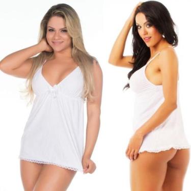 Imagem de Camisola Dantele Fechada Branca Pimenta Sexy - Sexshop