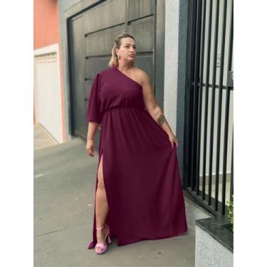 Imagem de Vestido Longo Plus Size Mula Manca Manga Curta Com Fenda Lateral Taman