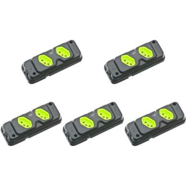 Imagem de Kit C/5 - Tomada Barra Fiolux Dupla 2P+T20A Preto