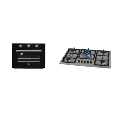 Imagem de Kit Fischer Forno Air Fryer 50L Preto + Cooktop Gás 5 Bocas Infinity Inox