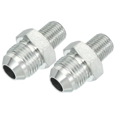 Imagem de PATIKIL Conectores hexagonais redutores adaptador de tubo macho 3/10.2 cm alargador 37° JIC x 1/10.2 cm macho NPT, pacote com 2 adaptadores de bocal redutor de encaixe de tubo encaixe hidráulico de