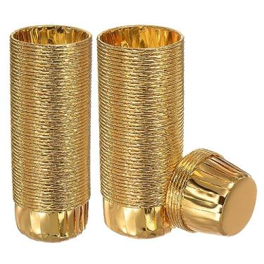 Imagem de HARFINGTON Copos de cupcake dourados, 100 peças de folha de alumínio padrão de 100 ml, forros de cupcake para decoração de festa de aniversário, decoração de casamento