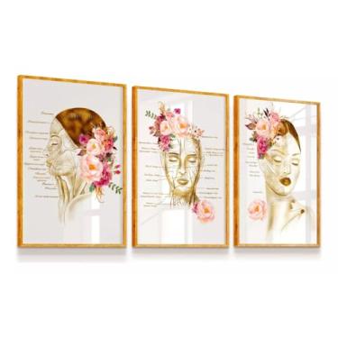 Imagem de Quadros Decorativos Laminado Estética Facial Botox Clínica Consultório 43x63 Moldura Dourada
