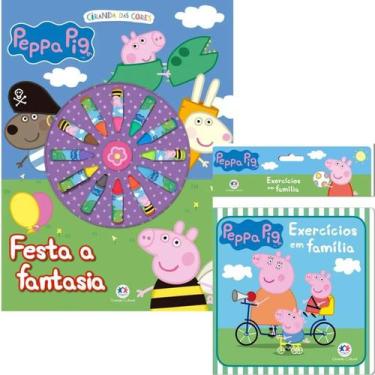Imagem de Kit Livro Giz de cera Peppa Pig - Festa a fantasia + Banho Peppa Pig -