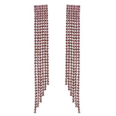 Imagem de Brincos de gota de strass extra longos femininos com franja brilhante em formato de cachoeira de zircônia cúbica, brincos de cristal para festas de casamento, casamento e imitação de diamante para noivas e damas de honra, Zircônia cúbica, Zircônia cúbica