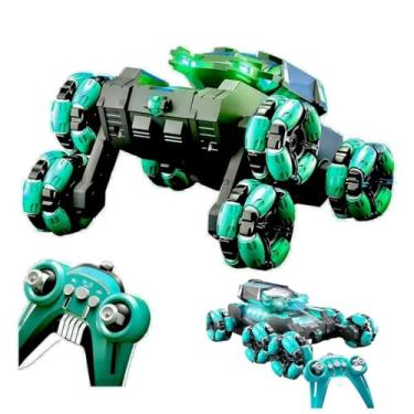 Imagem de Tanque De Guerra Controle Remoto Rc Com Efeito Spray Criança Carro Carrinho Pneu Cor Verde Claro