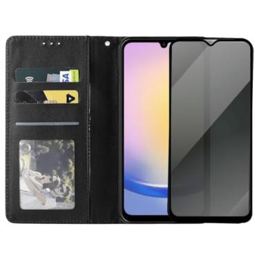 Imagem de Capa Capinha Carteira Flip e Película 3d Privacidade Anti Spy Compatível Samsung Galaxy A25 5G