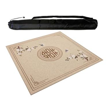 Imagem de Grande Tapete Quadrado De Mahjong, Toalha De Mesa Antiderrapante Com Redução De Ruído E Bolsa De Transporte, Capa De Mesa Para Mah Jong, Pôquer, Cartas E Jogos De Azulejo(Khaki 1,90x90 cm/35.43x35.43