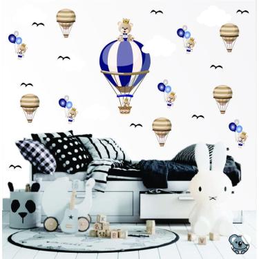 Imagem de Adesivo De Parede Infantil Urso Príncipe E Balões