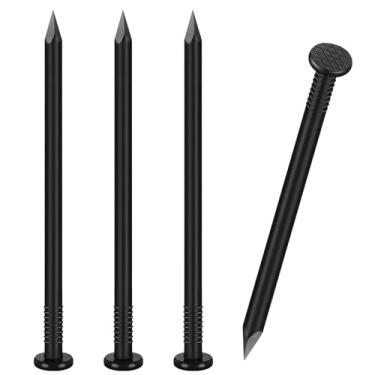 Imagem de VGBUY 39 peças de pregos, pregos pretos de cabeça chata de 10 cm para pendurar imagens, pregos para pendurar fotos, pregos longos, pregos de parede, pregos de madeira, pregos de acabamento