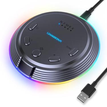 Imagem de LIANGSTAR Microfone USB para jogos com 5 alterações de voz, botão mudo, microfone para podcast, controle de volume, microfone condensador RGB para PC Gamer, YouTube, streaming, conferência, aula