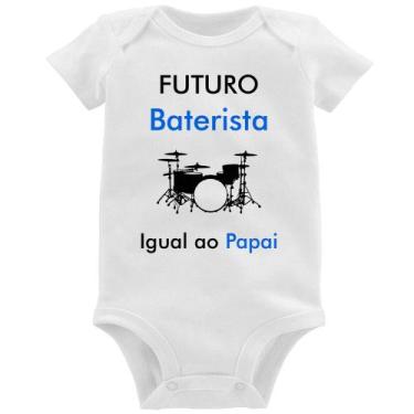Imagem de Body Bebê Futuro Baterista Igual ao Papai - Foca na Moda, Branco, P