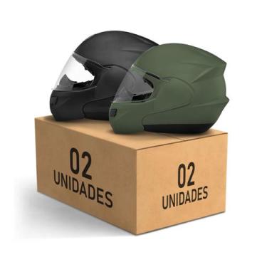 Imagem de Kit 2 Capacetes Escamoteáveis Pro Tork Attack Elite Fosco Moto Proteçã