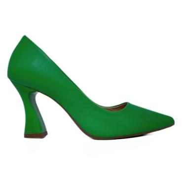 Imagem de Scarpin Mozione Salto Taça 8 cm Conforto Macio 168 (Verde, BR, Adulto, Numérico, 40)