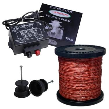 Imagem de Kit Cerca Elétrica 30km Fio 500m 50 Isolador Roldana 30 Lar - FAZENDEI