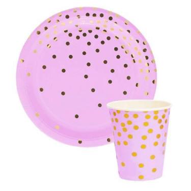 Imagem de Kit 10 Convidados  Pratos Copos Papel Descartáveis Festa  - udlandia