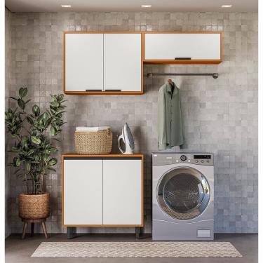 Imagem de Armário Multiuso Ravena 5 portas 3 módulos - Freijó UV/Off Acetindo Poliman