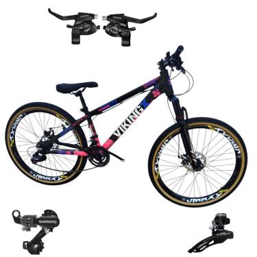 Imagem de Bicicleta 26 VikingX T25 21v Cambios Shimanos e Trocador Freeride Pneu Aro 26 Balão Faixa Amarela-Unissex