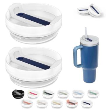 Imagem de Tampa de copo de 1,18 l compatível com Stanley Quencher, 2 pacotes de capas de copo de aço inoxidável resistentes a derramamentos adequadas para Stanley e mais café (azul escuro)