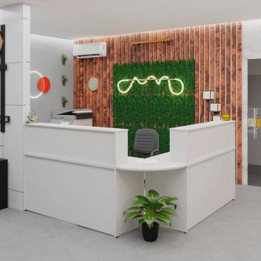 Imagem de Balcão Atendimento de Canto para Recepção 2 Gavetas