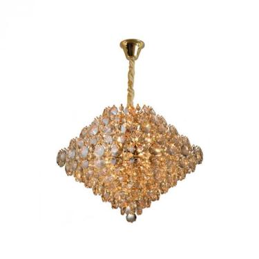 Imagem de Lustre Diamond Dourado E Champanhe 12 Lampadas - Hevvy