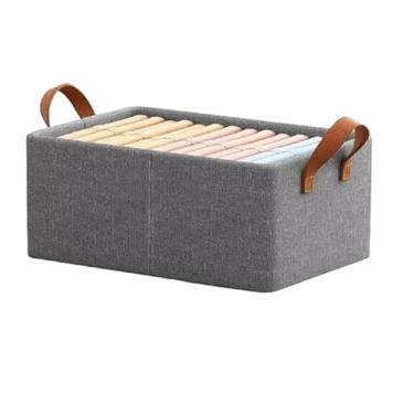 Imagem de Cesto Organizador Multiuso Dobrável Caixa Empilhavel Guarda Roupa Resistente Poliester Cinza Com Alças Dupla | Amplo, Resistente, Durável, Lavável Espaçosa | Ideal para Roupas, Brinquedos e Mais