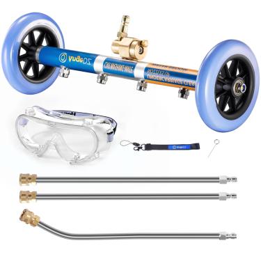 Imagem de AngeDZ Acessório de lavadora de pressão de material rodante 2 em 1, vassoura de água de 40,6 cm, acessórios de lavadora elétrica com 4 bicos, 3 varinhas de extensão, óculos antiembaçamento QC, 4000PSI