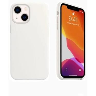 Imagem de Capa Capinha Para iPhone 13 Silicone Com Proteção Na Câmera Forro Veludo Premium (PRETO) (BRANCA)