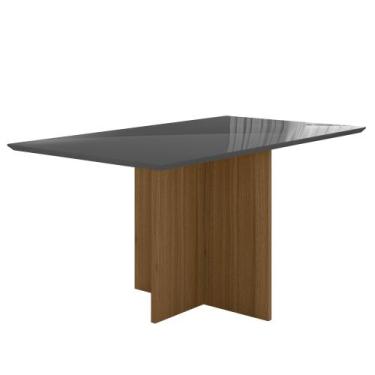 Imagem de Mesa de Jantar Retangular 6 Lugares 160cm Tampo Chanfrado com Vidro He