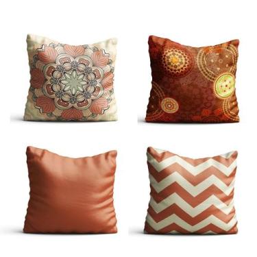 Imagem de 4 Capas de almofada  42x42  mandalas laranja  Atelier Valverde