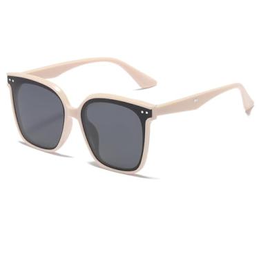 Imagem de VFDHN Óculos de sol polarizados femininos e masculinos, armação de PC, sombra para dirigir à noite e acampar (bege e cinza)
